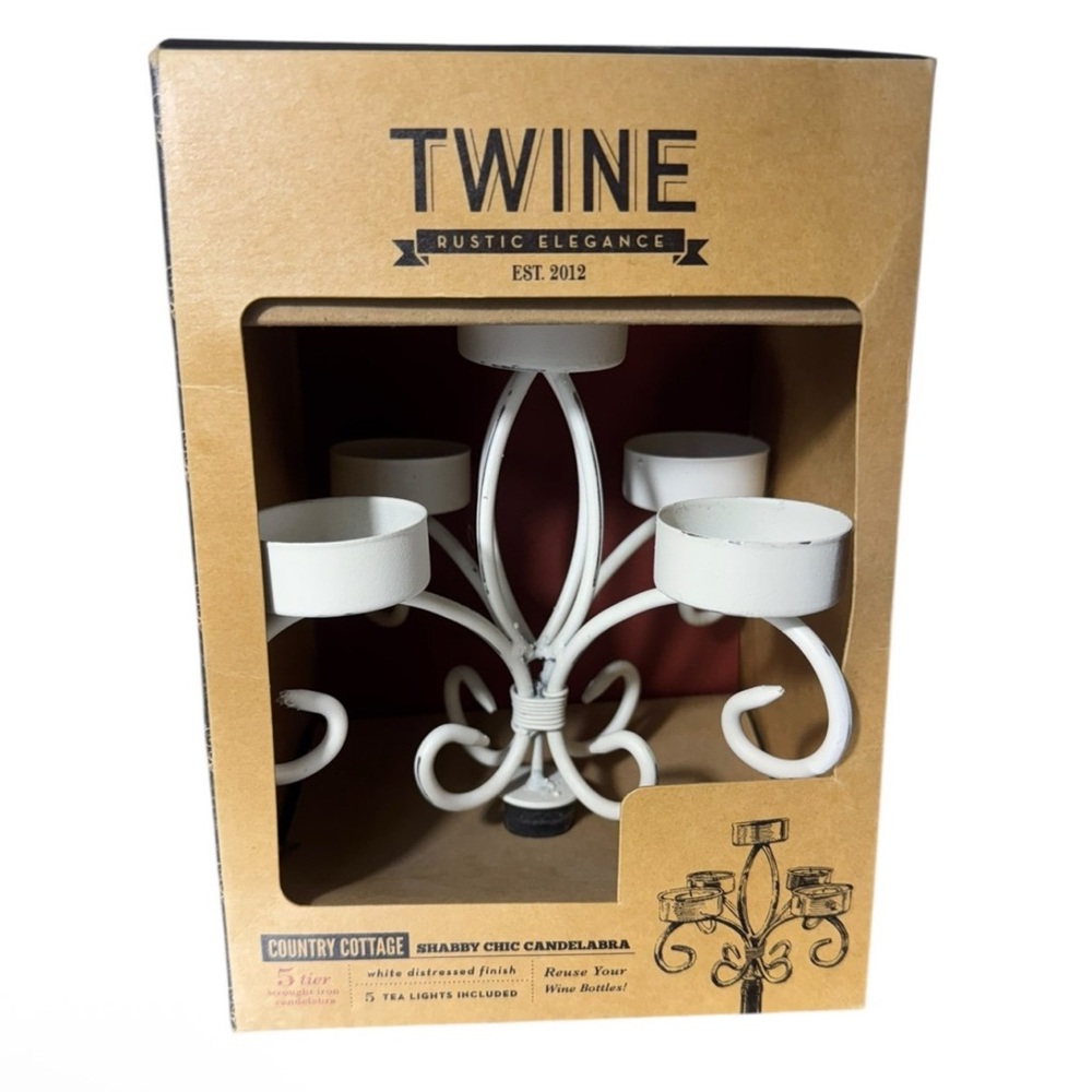 TWINE Candelabra 5 Tealight Holder - Rustic White